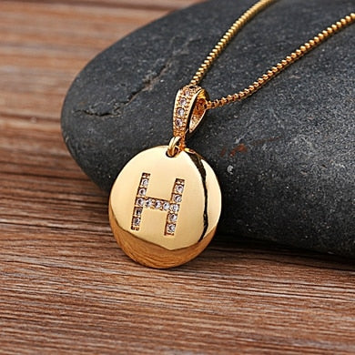 Nidin Top Quality Women Girls Initial Letter Necklace 26 A-Z Charm Neck Pendants Copper CZ Jewelry Personal Gifts Wholesale