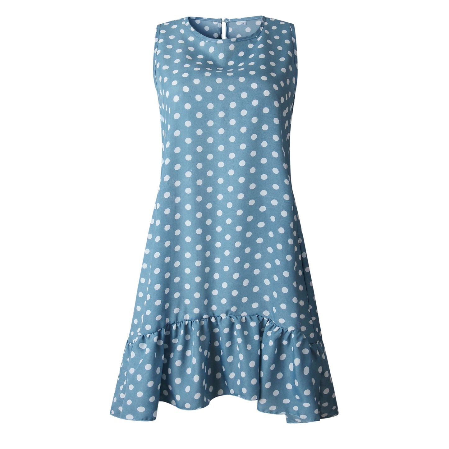 Robe à volants pour femmes, tenue décontractée, Slim, mince, plage, fête, col rond, Mini, motifs à pois, printemps, été, 2021