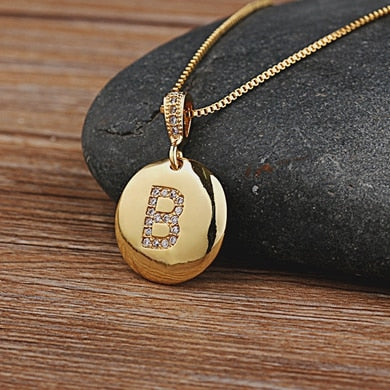 Nidin Top Quality Women Girls Initial Letter Necklace 26 A-Z Charm Neck Pendants Copper CZ Jewelry Personal Gifts Wholesale
