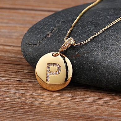 Nidin Top Quality Women Girls Initial Letter Necklace 26 A-Z Charm Neck Pendants Copper CZ Jewelry Personal Gifts Wholesale