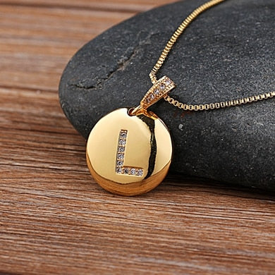 Nidin Top Quality Women Girls Initial Letter Necklace 26 A-Z Charm Neck Pendants Copper CZ Jewelry Personal Gifts Wholesale