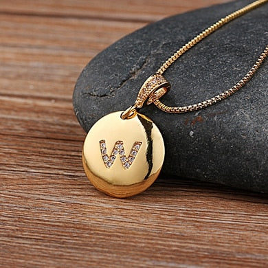 Nidin Top Quality Women Girls Initial Letter Necklace 26 A-Z Charm Neck Pendants Copper CZ Jewelry Personal Gifts Wholesale