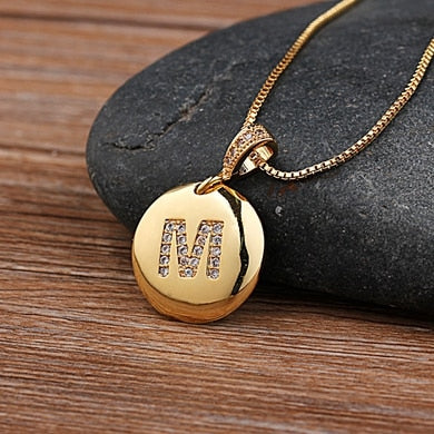 Nidin Top Quality Women Girls Initial Letter Necklace 26 A-Z Charm Neck Pendants Copper CZ Jewelry Personal Gifts Wholesale