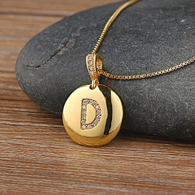 Nidin Top Quality Women Girls Initial Letter Necklace 26 A-Z Charm Neck Pendants Copper CZ Jewelry Personal Gifts Wholesale