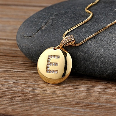 Nidin Top Quality Women Girls Initial Letter Necklace 26 A-Z Charm Neck Pendants Copper CZ Jewelry Personal Gifts Wholesale