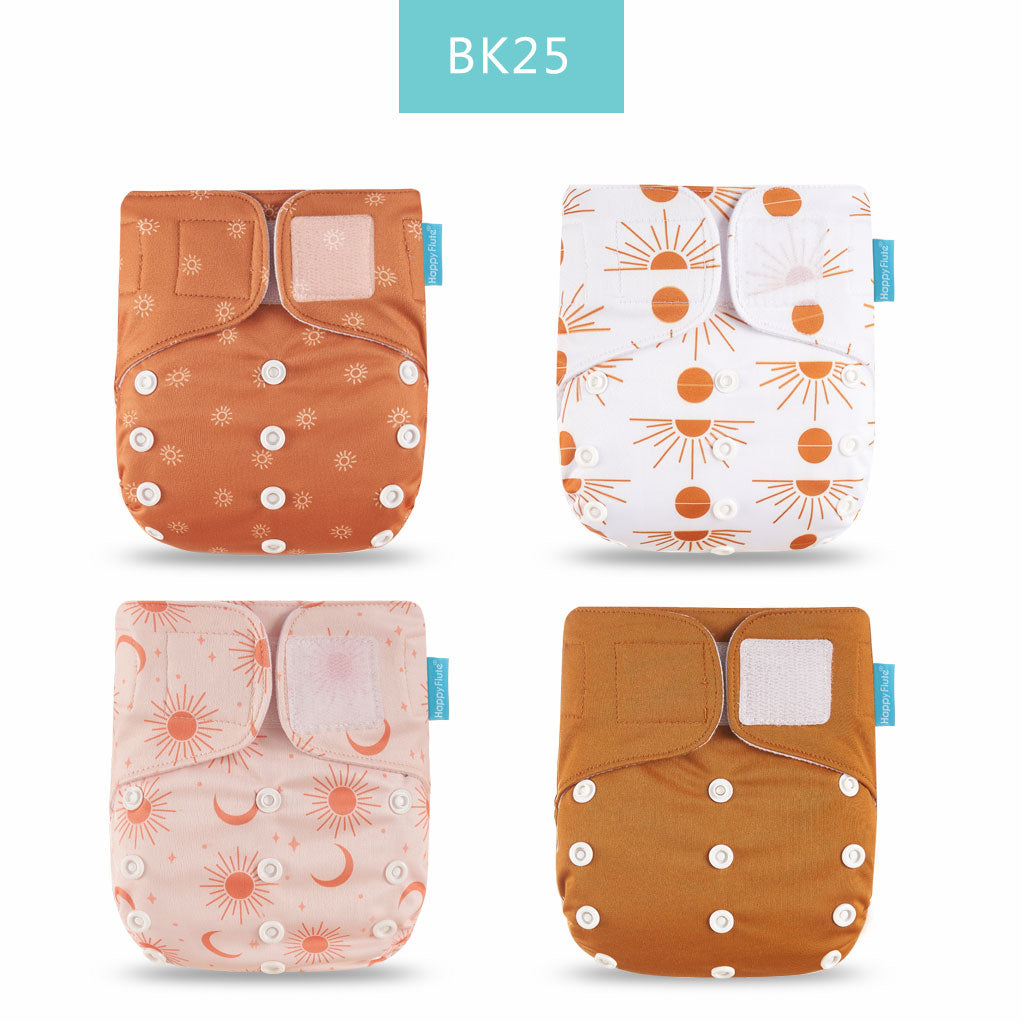 Happyflute 2023 4pcs/set Washable Eco-friendly Baby Cloth Diaper Ecological Adjustable Nappy Reusable Diaper Fit 0-2year 3-15kg