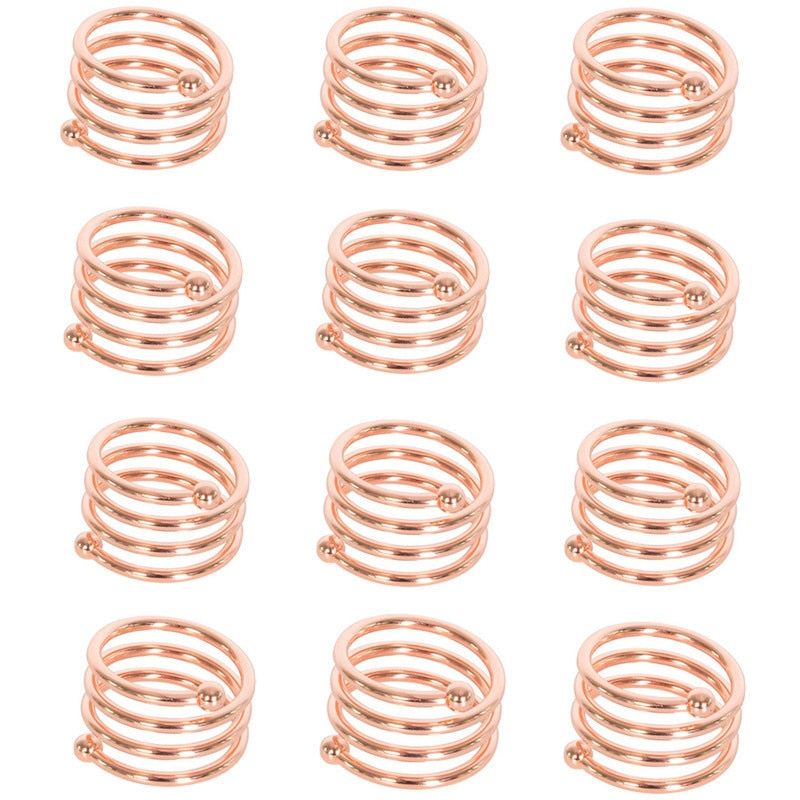 12pcs Back Pattern Wedding Napkin Rings Table Decoration Hollow Out Family Gatherings Everyday Use Napkin Buckle Holder