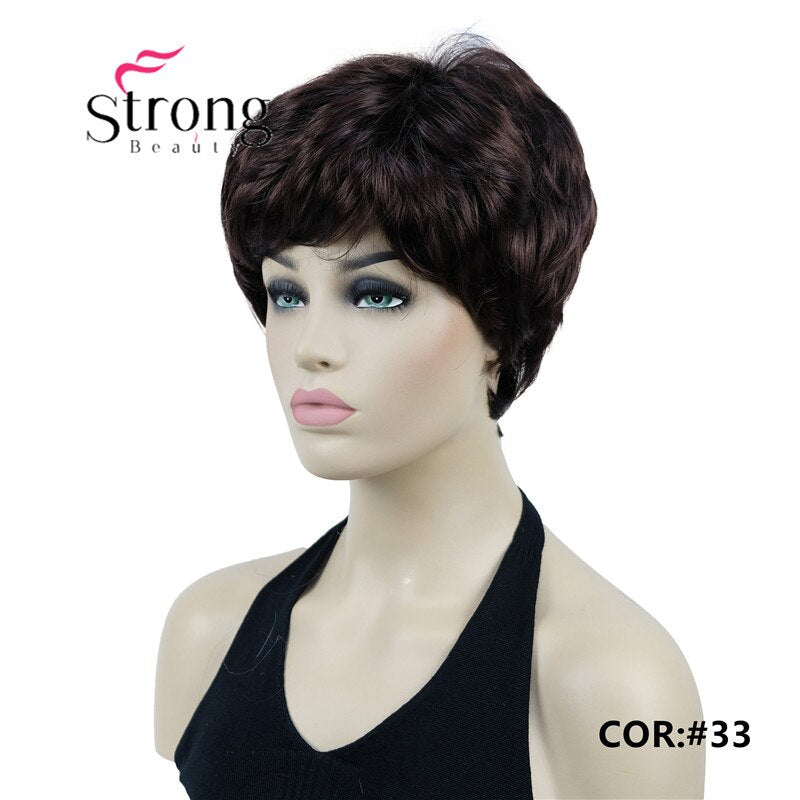 StrongBeauty Short Cute Brown Highlights Straight synthetic Women's Wig for Everyday COLOUR CHOICES