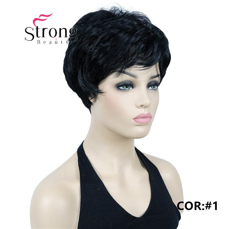 StrongBeauty Short Cute Brown Highlights Straight synthetic Women's Wig for Everyday COLOUR CHOICES