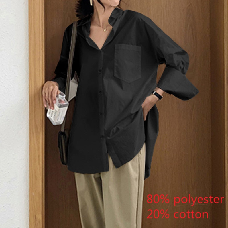 Celmia 2023 Fashion Shirts White Tunic Tops Autumn Women Long Sleeve Blouse Casual Solid Button Asymmetrical Loose Party Blusas