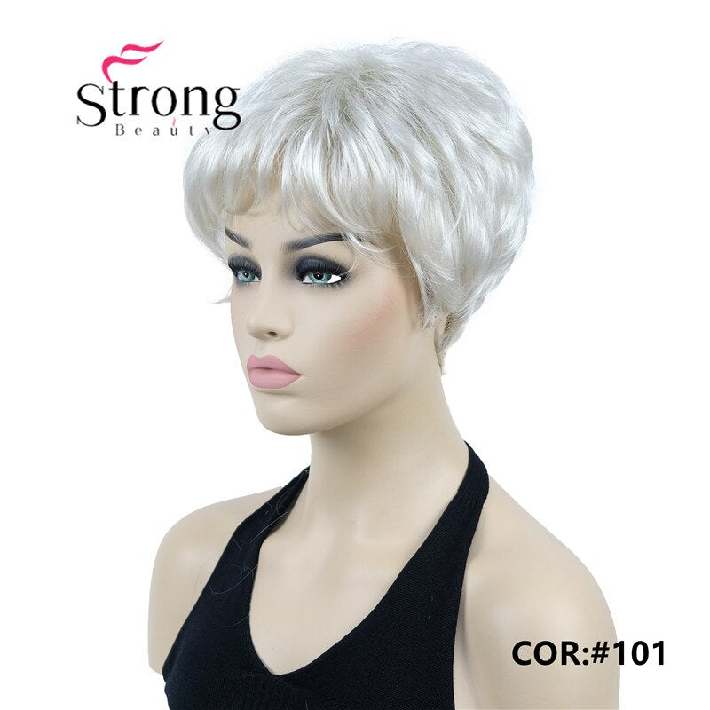 StrongBeauty Short Cute Brown Highlights Straight synthetic Women's Wig for Everyday COLOUR CHOICES