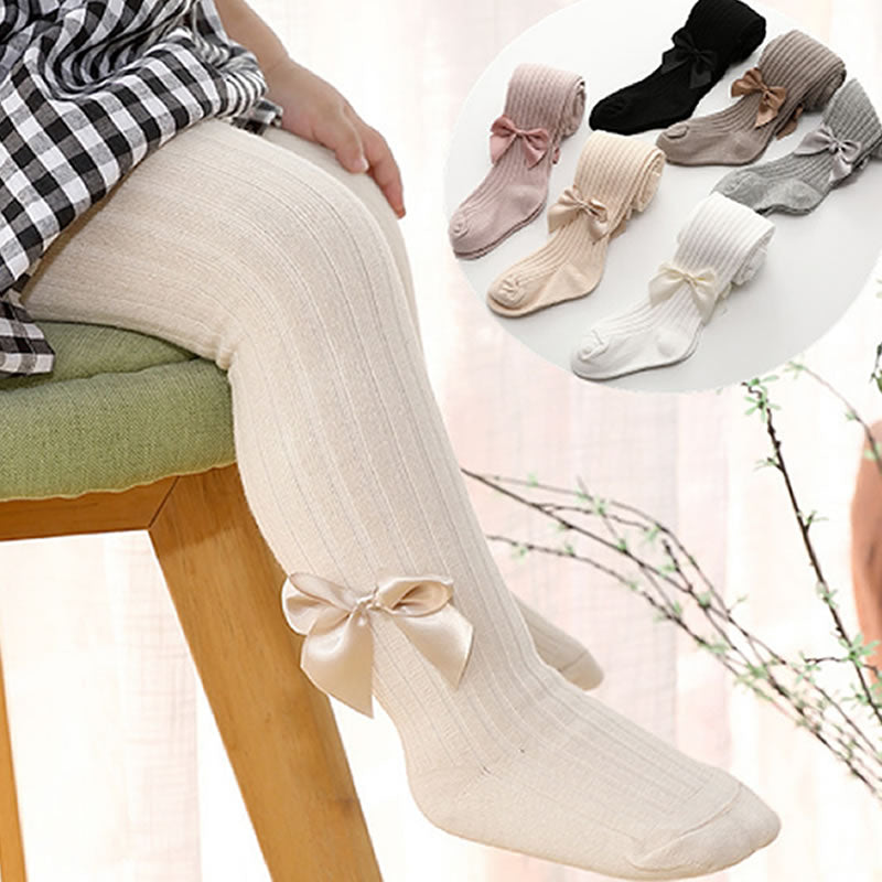 Cotton Girls Tights Princess Bowknet Baby Girl&#39;s One-Piece Pantyhose Baby Spring and Autumn New Style Trousers Lace Stocking