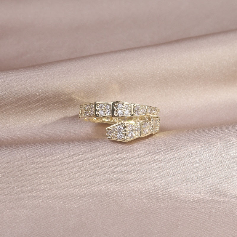 Korea New  Fashion Jewelry Exquisite 14K Real Gold Plated AAA Zircon Ring Elegant Women&#39;s Opening Adjustable Wedding Gift