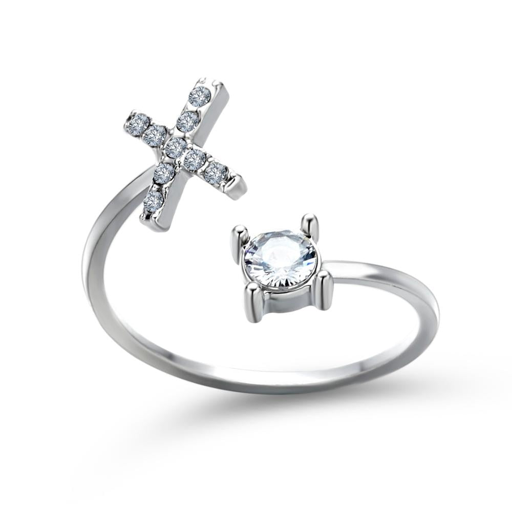 1PC Shining Rhinestone Mosaic 26 Letters Initial Ring New Fashion Opening Cuff Ring For Women Charm Jewelry Gift