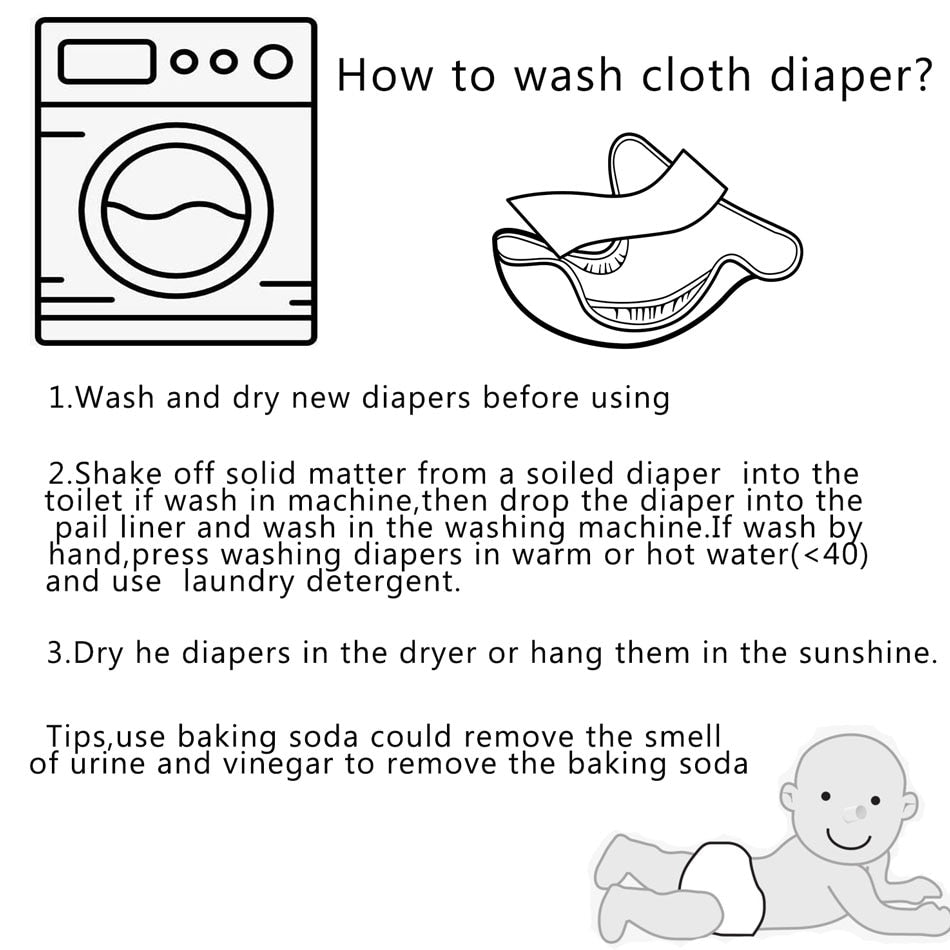 Happyflute 2023 4pcs/set Washable Eco-friendly Baby Cloth Diaper Ecological Adjustable Nappy Reusable Diaper Fit 0-2year 3-15kg
