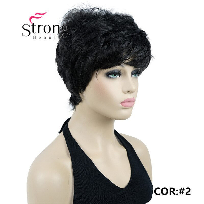 StrongBeauty Short Cute Brown Highlights Straight synthetic Women's Wig for Everyday COLOUR CHOICES