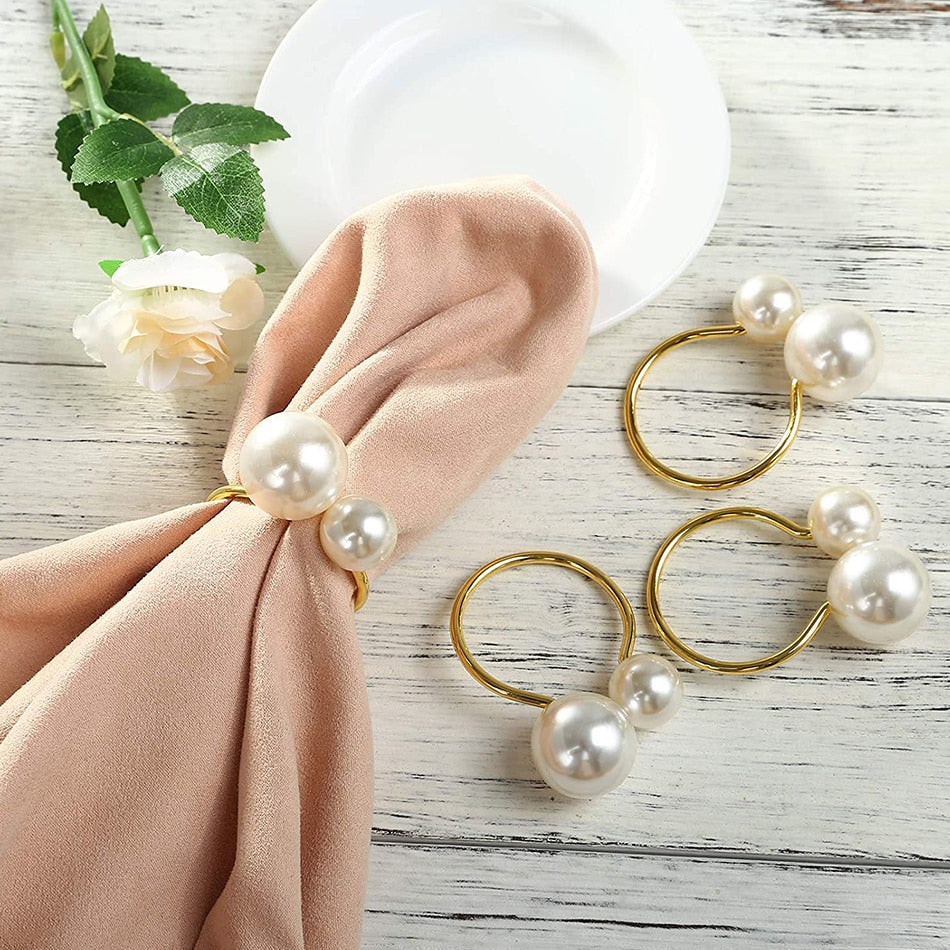 Set Of 6 Napkin Rings Holder Beads Simple And Elegant For Wedding Decoration Dinner Parties Housewarming Gift Everyday Use