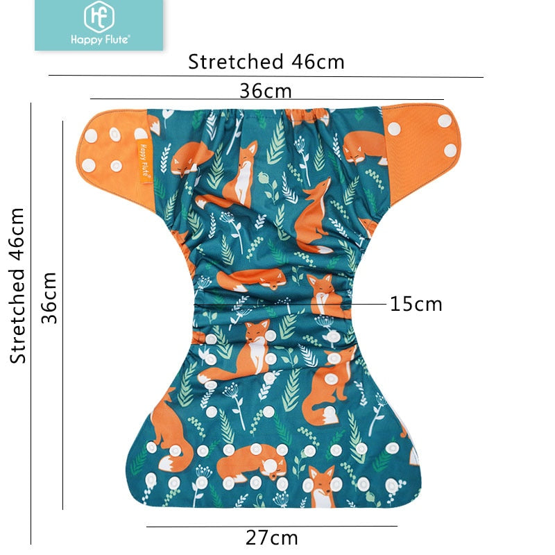 Happyflute 2023 4pcs/set Washable Eco-friendly Baby Cloth Diaper Ecological Adjustable Nappy Reusable Diaper Fit 0-2year 3-15kg