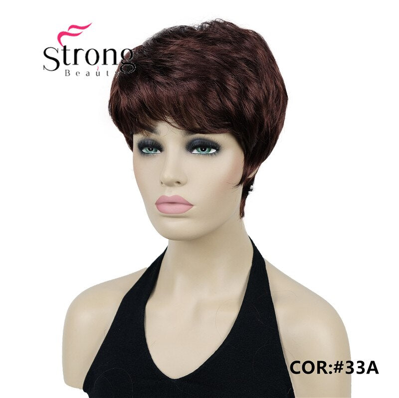 StrongBeauty Short Cute Brown Highlights Straight synthetic Women's Wig for Everyday COLOUR CHOICES