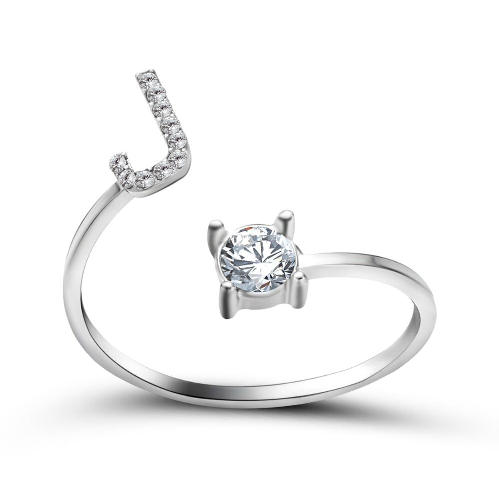 1PC Shining Rhinestone Mosaic 26 Letters Initial Ring New Fashion Opening Cuff Ring For Women Charm Jewelry Gift