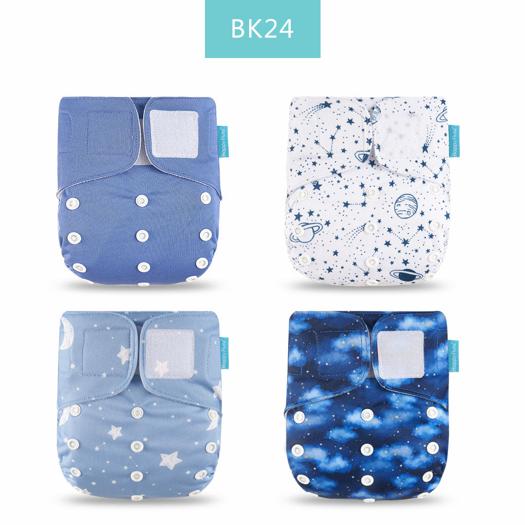 Happyflute 2023 4pcs/set Washable Eco-friendly Baby Cloth Diaper Ecological Adjustable Nappy Reusable Diaper Fit 0-2year 3-15kg