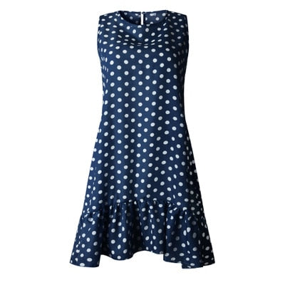 Robe à volants pour femmes, tenue décontractée, Slim, mince, plage, fête, col rond, Mini, motifs à pois, printemps, été, 2021