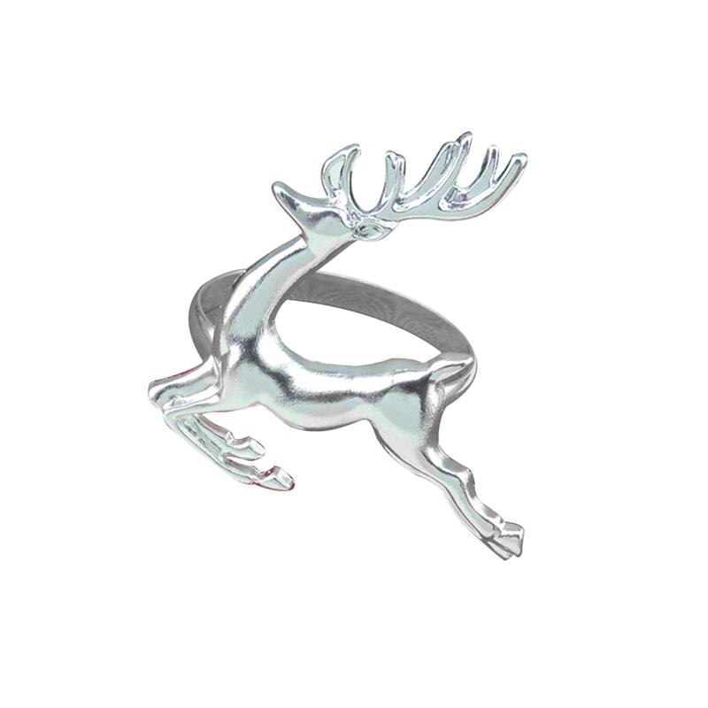 8 PCS Elk Deer Napkin Rings Table Decorative Ornament For Christmas Wedding Parties Everyday Use Fawn Napkin Ring (Silver)
