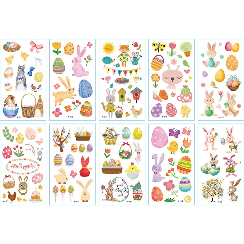 10Sheets/lot Children Cute Cartoon Unicorn Temporary Tattoo Stickers Baby Shower Kids Body Makeup Sticker Tattoos Mermaid Party