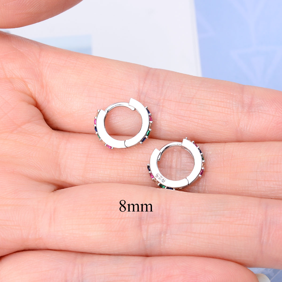 Rainbow CZ Huggies Hoop Earrings Girl Tiny Rings Cartilage Small Helix Piercing Tragus Conch Earlobe Circle Men Hoops Arete