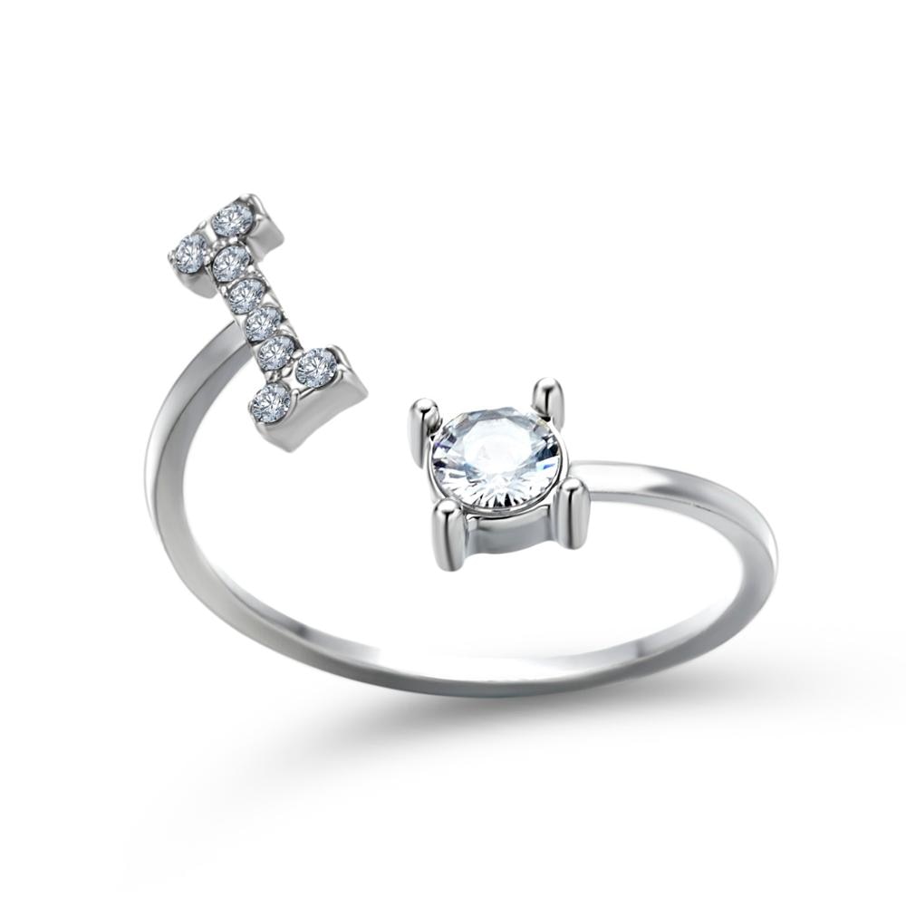 1PC Shining Rhinestone Mosaic 26 Letters Initial Ring New Fashion Opening Cuff Ring For Women Charm Jewelry Gift
