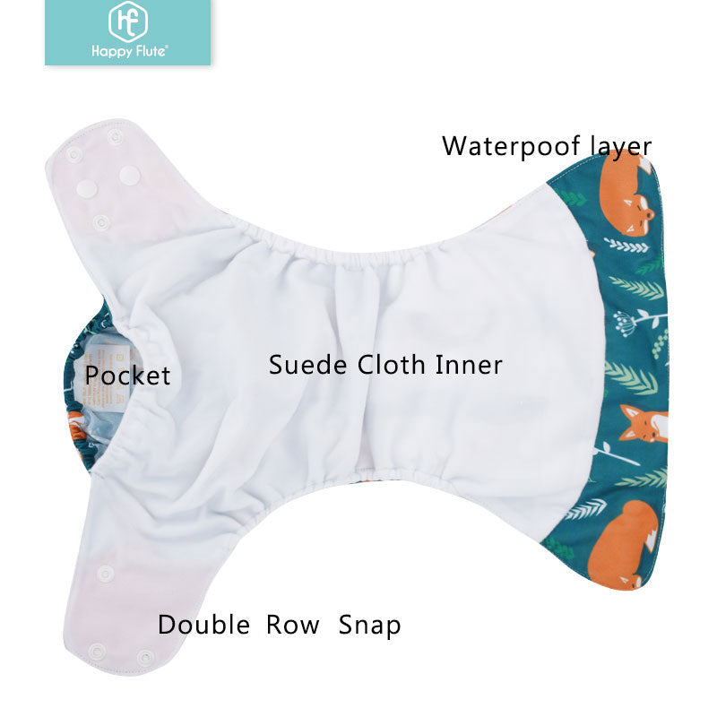 Happyflute 2023 4pcs/set Washable Eco-friendly Baby Cloth Diaper Ecological Adjustable Nappy Reusable Diaper Fit 0-2year 3-15kg