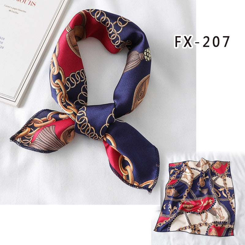2022 Square Silk Scarf Women Fashion Print Small Neck Scarfs Office Lady Hair Band Foulard Hand Kerchief Female Bandana Shawl