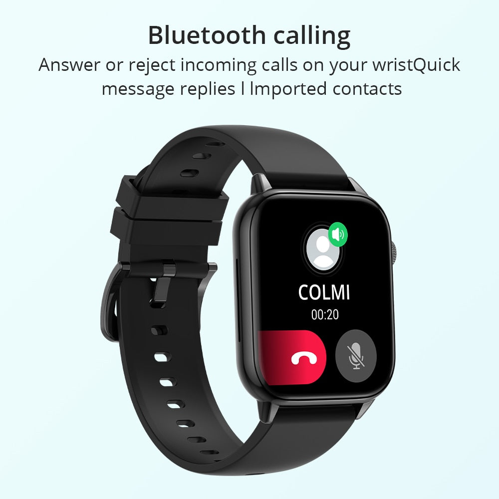 COLMI C60 Smartwatch 1.9 inch Full Screen Bluetooth Calling Heart Rate Sleep Monitor 100 Sport Models Smart Watch For Men Women