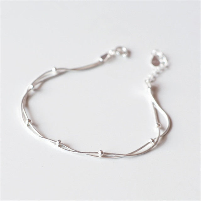 Adjustable Silver Color Dreamcatcher Tassel Feather Round Bead Charm Bracelet &amp;Bangle For Women Elegant Jewelry sl209