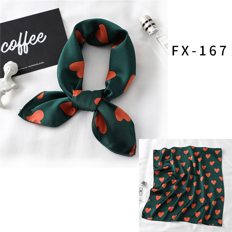 2022 Square Silk Scarf Women Fashion Print Small Neck Scarfs Office Lady Hair Band Foulard Hand Kerchief Female Bandana Shawl