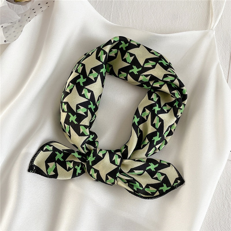 2022 Square Silk Scarf Women Fashion Print Small Neck Scarfs Office Lady Hair Band Foulard Hand Kerchief Female Bandana Shawl