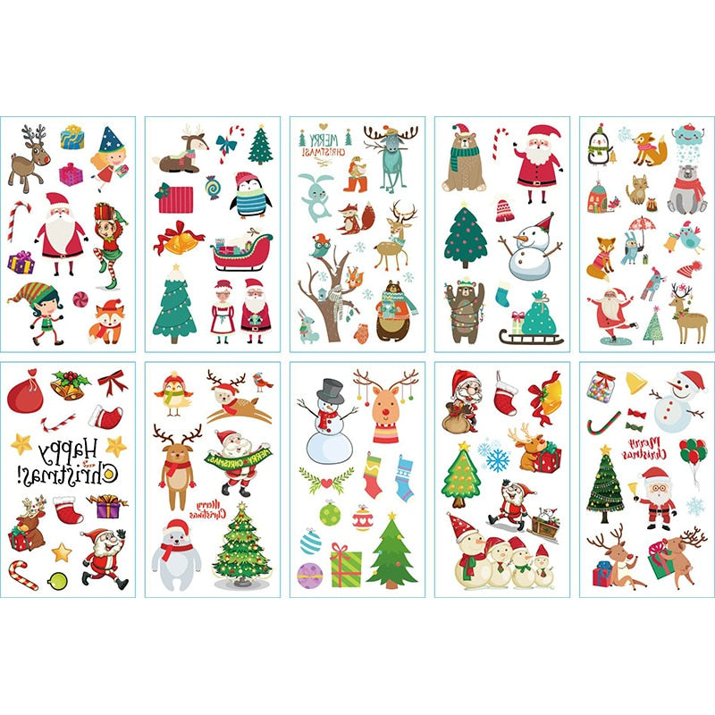 10Sheets/lot Children Cute Cartoon Unicorn Temporary Tattoo Stickers Baby Shower Kids Body Makeup Sticker Tattoos Mermaid Party