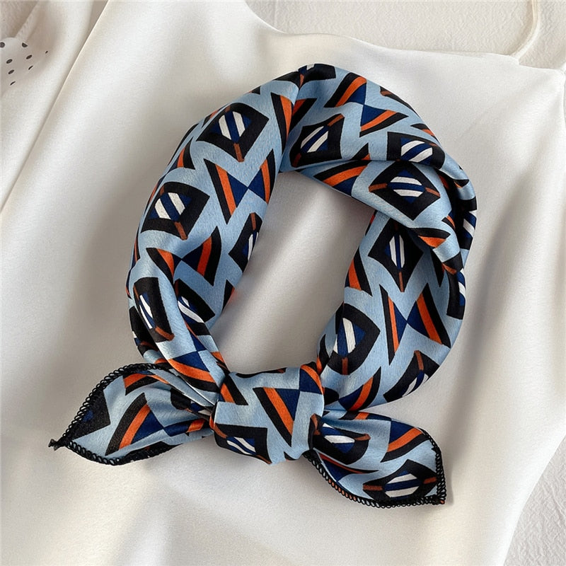 2022 Square Silk Scarf Women Fashion Print Small Neck Scarfs Office Lady Hair Band Foulard Hand Kerchief Female Bandana Shawl