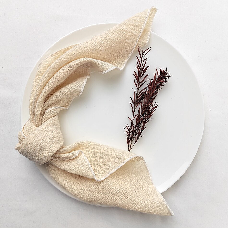10PCS Sage Green Gauze Crepe Cloth Napkins Pack Pure Cotton Fabric 40x40cm Wedding Decor Everyday Use Dinner Tea Towel