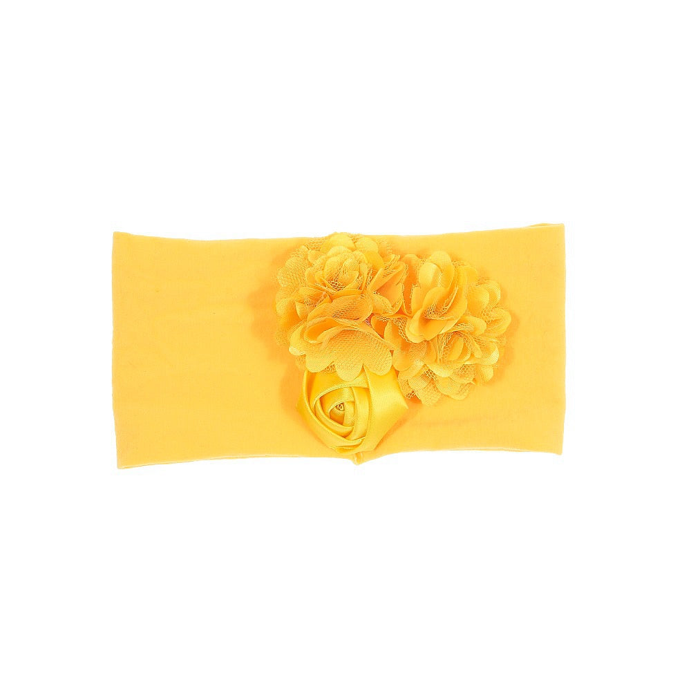 Nishine Soft Stretch Satin Rose Flower Baby Headband Newborn Knot Wide Nylon Headwraps Turban Girls Headwear Kids Photo Props