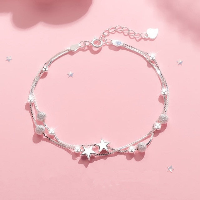Adjustable Silver Color Dreamcatcher Tassel Feather Round Bead Charm Bracelet &amp;Bangle For Women Elegant Jewelry sl209