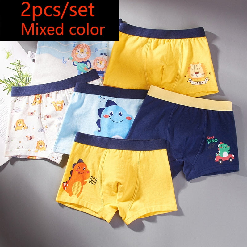 HH 2 Piece Kids Boys Underwear Cartoon Children&#39;s Shorts Panties for Baby Boy Toddler Boxers Stripes Teenagers Cotton Underpants