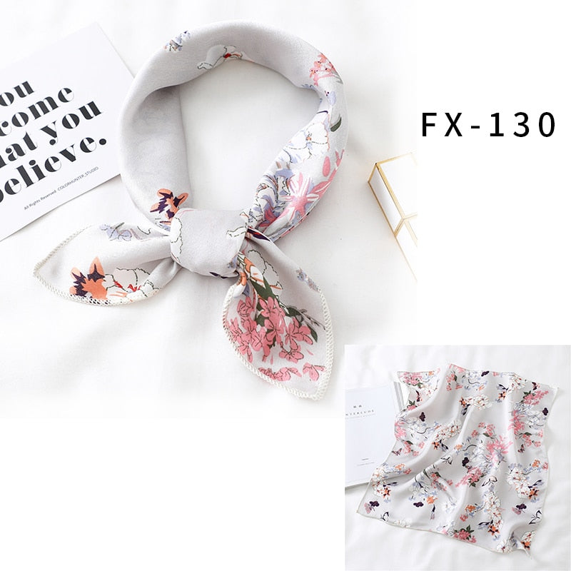 2022 Square Silk Scarf Women Fashion Print Small Neck Scarfs Office Lady Hair Band Foulard Hand Kerchief Female Bandana Shawl