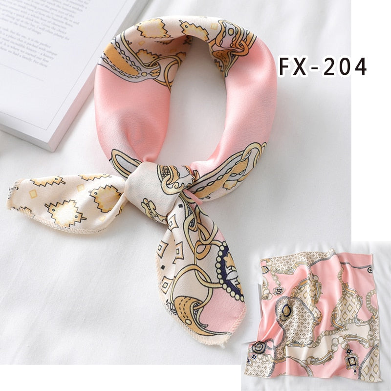 2022 Square Silk Scarf Women Fashion Print Small Neck Scarfs Office Lady Hair Band Foulard Hand Kerchief Female Bandana Shawl