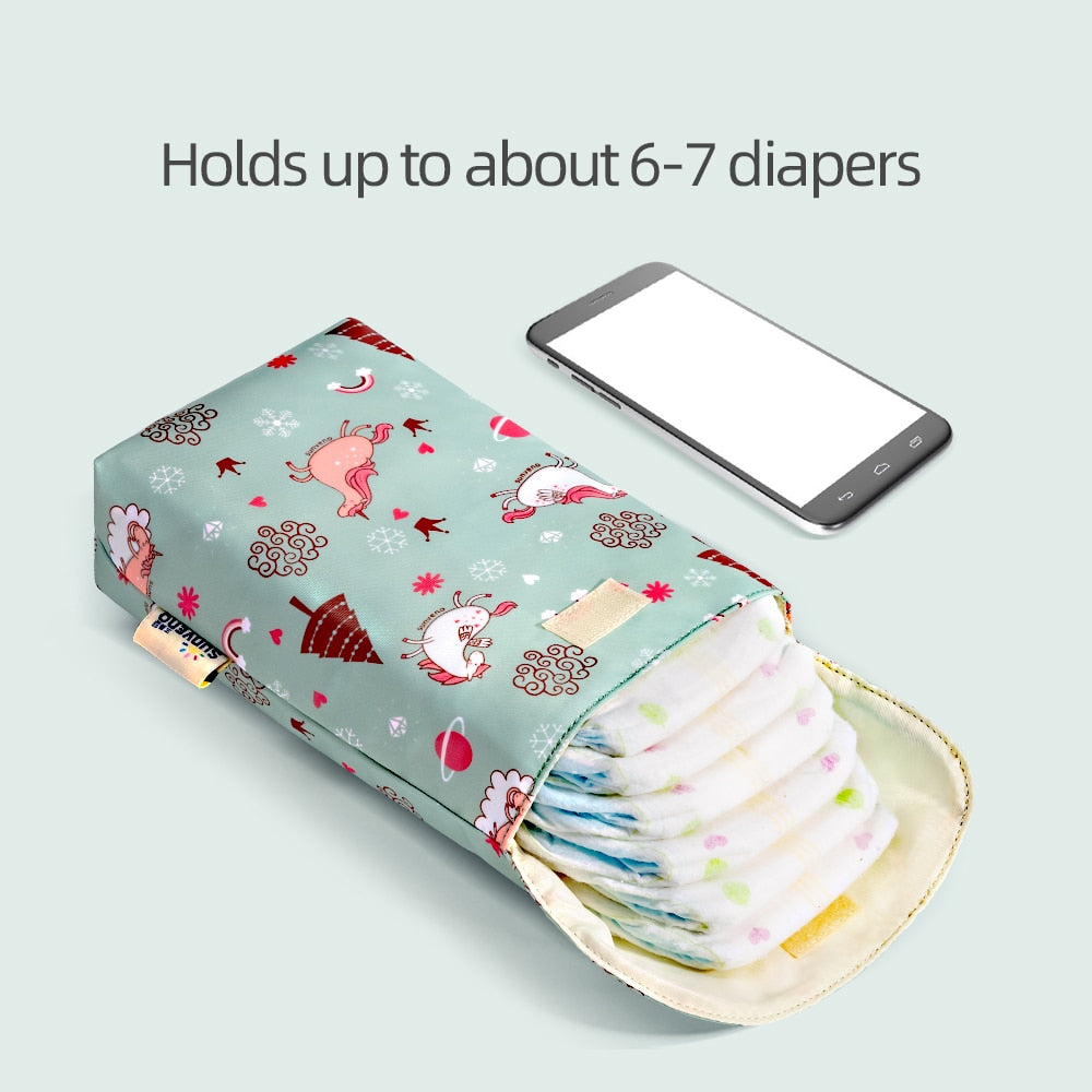 Sunveno Baby Diaper Bag Organizer Reusable Waterproof Wet/Dry Cloth Bag Mummy Storage Nappy Bag for Disposable diaper Clothing