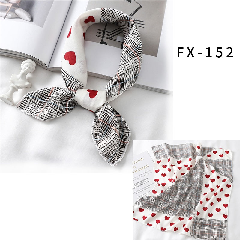 2022 Square Silk Scarf Women Fashion Print Small Neck Scarfs Office Lady Hair Band Foulard Hand Kerchief Female Bandana Shawl