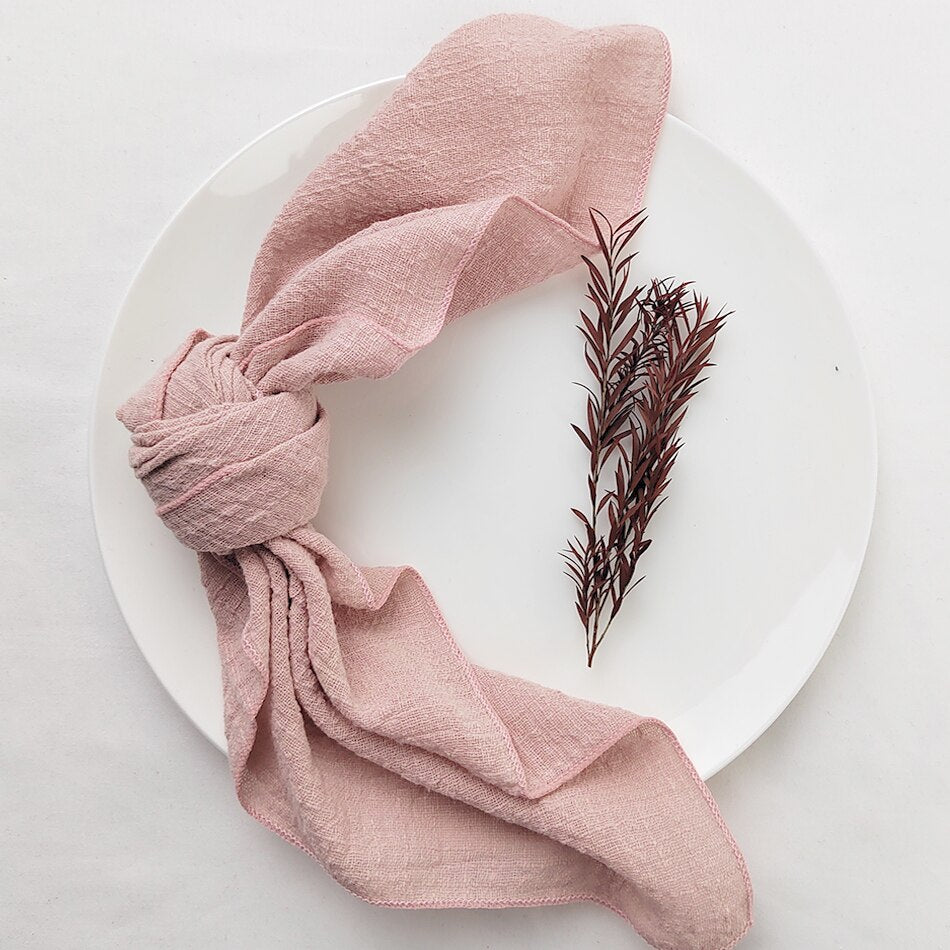 10PCS Sage Green Gauze Crepe Cloth Napkins Pack Pure Cotton Fabric 40x40cm Wedding Decor Everyday Use Dinner Tea Towel