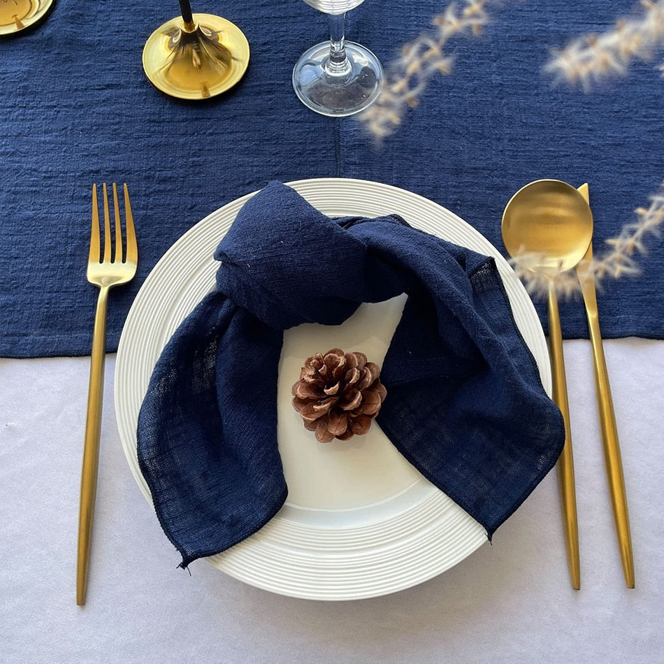 4PCS Decoration Mariage Gauze Crepe Cloth Napkins Pure Cotton Fabric Wedding Decor Everyday Use Dinner Tea Towel Table Village