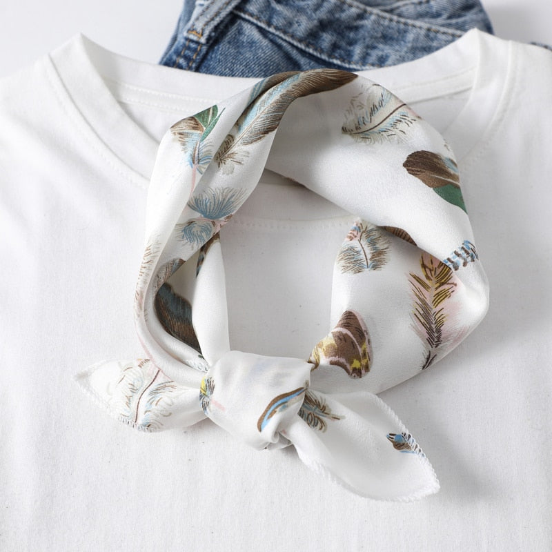 2022 Square Silk Scarf Women Fashion Print Small Neck Scarfs Office Lady Hair Band Foulard Hand Kerchief Female Bandana Shawl