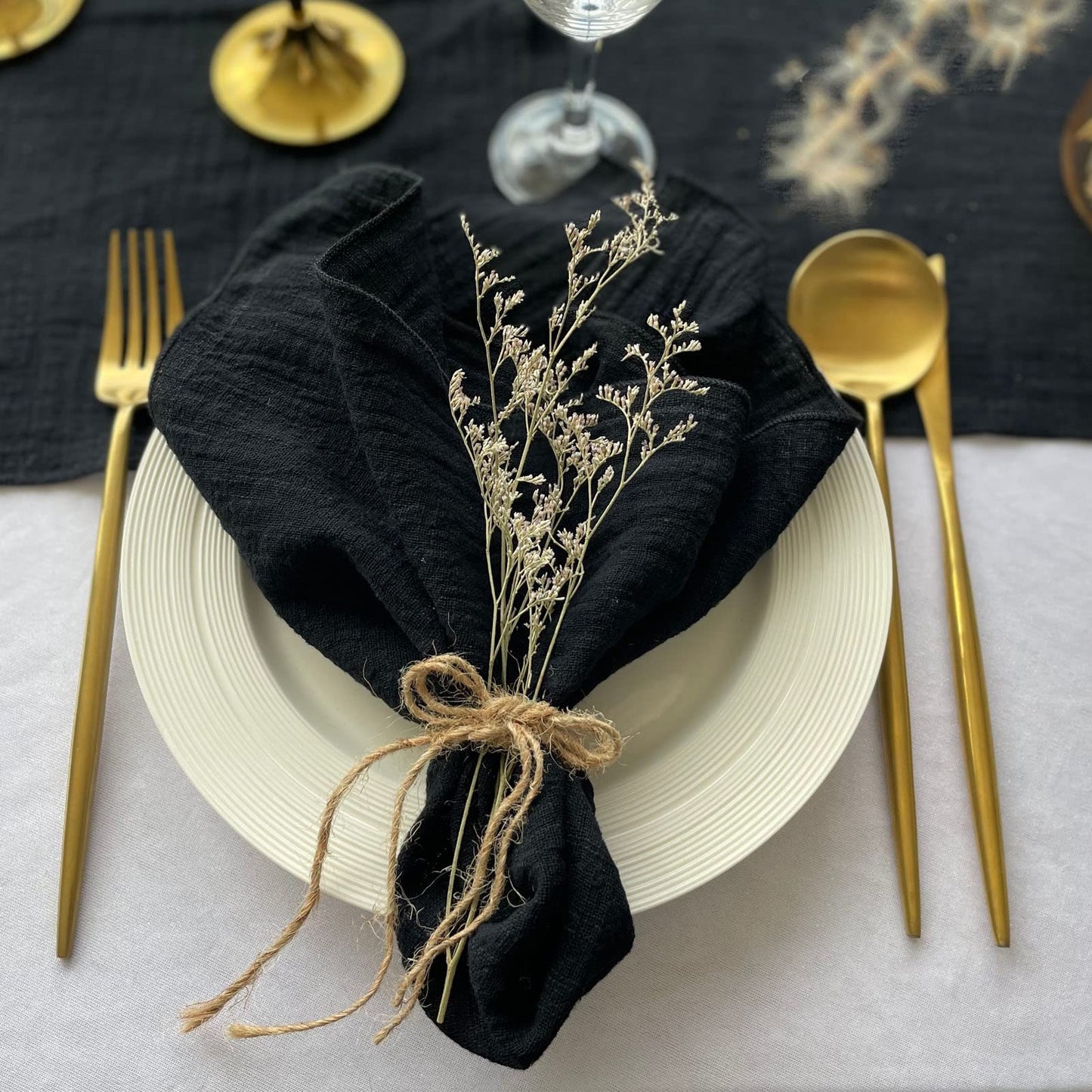 4PCS Decoration Mariage Gauze Crepe Cloth Napkins Pure Cotton Fabric Wedding Decor Everyday Use Dinner Tea Towel Table Village
